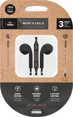 Produktbild von Techonetech ear tech In-Ear-Kopfhörer - eingebautes Mikrofon - Miniklinke 3,5mm - Sprachassistent - 1,20m Kabel