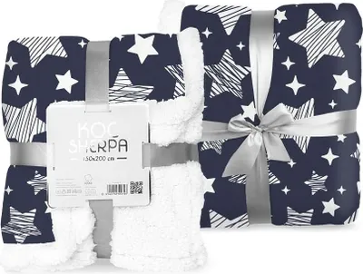 Immagine prodotto di Copriletto in microfibra 150x200 Sherpa blu navy stelle agnello reversibile Faro