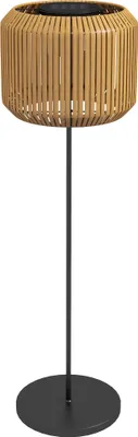 Produktbild von Rattan Außenleuchte, Solar Gartenlampe, Einschaltautomatik, LED, wetterfest, Metallrahmen, Ø34 x 130cm, Schwarz/Gelb