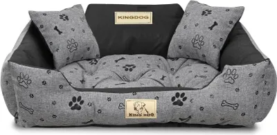 Obrázek produktu pro Pelíšek pro psy KINGDOG bouda 75x65 cm personalizovaná voděodolná kost černá