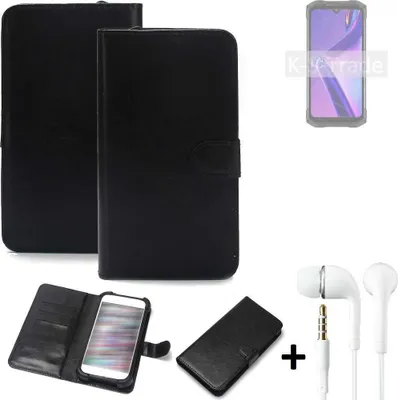 Produktbild von K-S-Trade Wallet Case Handyhülle kompatibel mit Doogee S98 Pro Schutzhülle Flip cover Flipstyle Tasche Hülle Flipcover Slim Bumper schwarz + in ear