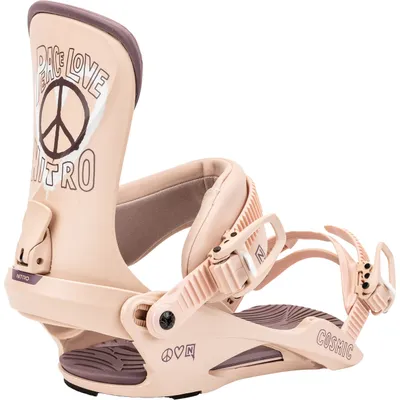 Image de Fixation de snowboard Nitro COSMIC pour femmes, taille:S/M, couleurs:peace love nitro