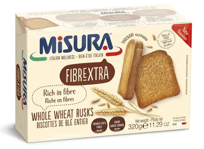 Produktbild von 3x Misura Fibraextra Fette Biscottate Vollkorn Zwieback gebackenem Brot 320g