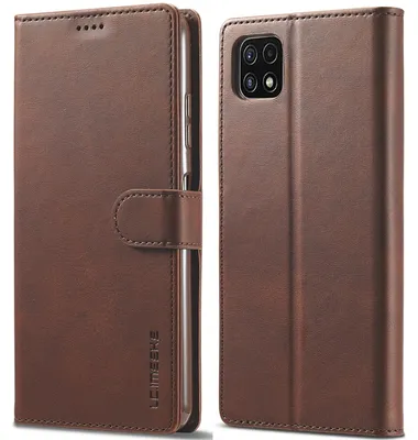 Obrázek produktu pro Pouzdro pro Samsung Galaxy A22 5G, kožené flipové pouzdro s magnetickým uzávěrem a stojánkem, ochranné pouzdro Hnědý