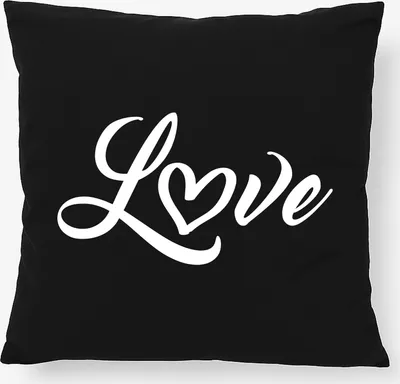 Produktbild von Huuraa Kissen Love Herz Hearth 40x40cm mit Füllung Black Baumwolle Dekokissen Geschenkidee