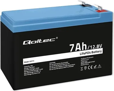 Produktbild von Qoltec LiFePO4 Akku 12,8 V 7 Ah 89,6 Wh mit BMS