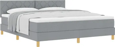 Image de vidaXL Lit boxspring avec matelas gris clair 180 x 200 cm Tissu