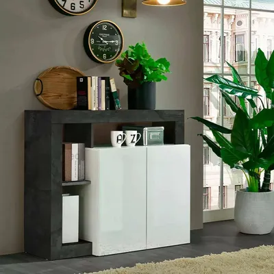 Image de Atlantica - Buffet, 108x42x93h cm Blanc Brillant, 3 Étagères  Italy