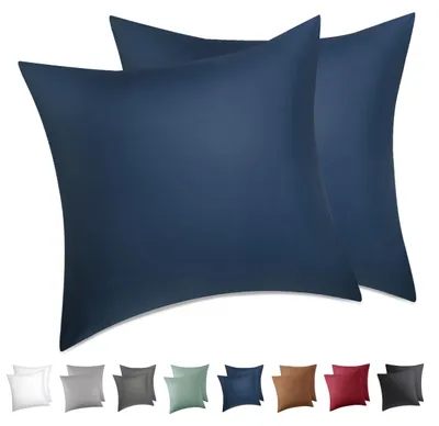 Produktbild von Kissenbezug 80x80 cm, 2er-Set – 100 % Baumwolle, mit Reißverschluss, -, weich, atmungsaktiv und strapazierfähig für Bett und Sofa, blau