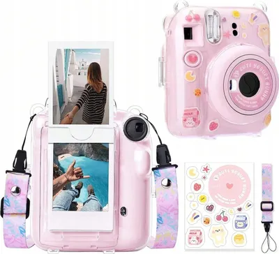 Zdjęcie produktu dla Etui silikon pokrowiec + naklejki+ pasek do aparatu FujiFilm Instax Mini 12