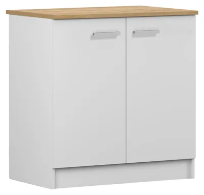 Zdjęcie produktu dla Szafka Kuchenna 80 x 49 cm Biała Matowa z Blatem Dąb Craft Dolna z Półką