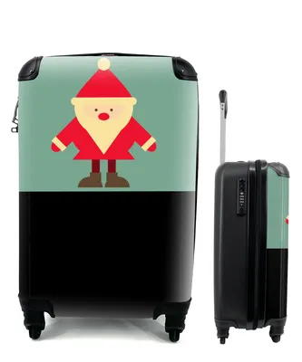 Produktbild von MuchoWow® Koffer Handgepäck Trolley Rollkoffer Kleine Reisekoffer mit 4 Rollen - Illustration - Weihnachten - Weihnachtsmann - Zitate - Blau - Vintage - Cabin Size < 55x40x23 cm & 55x40x20 cm - Fotokoffer - Kabinenkoffer - Boardgepäck - Reise-Box - Reisekoffer - Reisegepäck - Koffer mit Bild - Trolley für Kinder