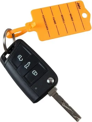 Produktbild von Schlüsselanhänger "Profi 2" mit Rasterverschluss, aus Hartkunststoff, beschriftet, Sprache Deutsch, Orange, Verpackungseinheit: 1 P/200