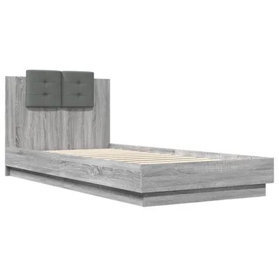 Produktbild von Bettgestell mit Kopfteil Grau Sonoma 100x200 cm Holzwerkstoff