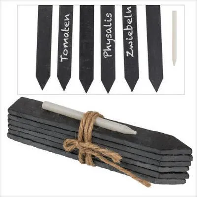 Produktbild von Pflanzenschilder aus Schiefer mit Kreide zum Beschriften, 6 Stück-Set