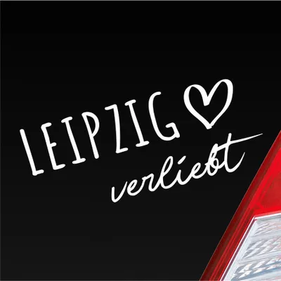 Produktbild von Auto Aufkleber Leipzig verliebt Herz Stadt Heimat Liebe Car 19x8 cm Weiss Glanz Sticker Heckscheibenaufkleber