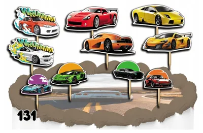 Immagine prodotto di Set di decorazione per torte - auto 10 pezzi.