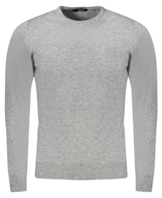 Produktbild von Grauer Herrenpullover mit Rundhals und Stickerei-Details