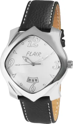 Produktbild von Flair Herrenuhr mit Echtlederarmband, Datumsanzeige, 5 ATM