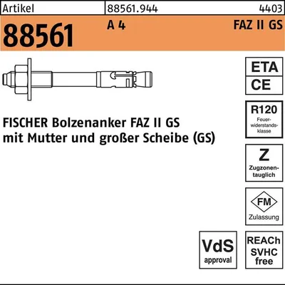 Produktbild von FISCHER Bolzenanker FAZ II Plus 10/10 GS R Edelstahl A4