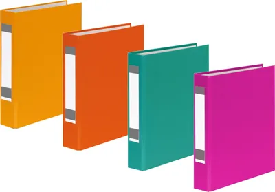 Produktbild von 4x Ringbuch mit Rückenschild / DIN A5 / 2-Ring / je 1x gelb,orange,türkis,pink