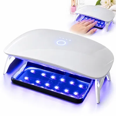 Produktbild von LED UV Lampe für Maniküre, 24 W Nageltrockner, 18 LED-Lichtperlen, 3 Timer 60/90/150 Sekunden, elektrische Nagellampe, Weiß