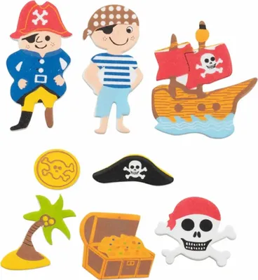 Produktbild von Glorex Moosgummi Sticker Piraten selbstklebend , 36 Stück