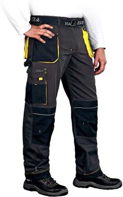 Produktbild von Famanu Arbeitsbroek mit Knieschutz - Sicherheitsbroek für Männer - schwarz/gelb - Größe 56