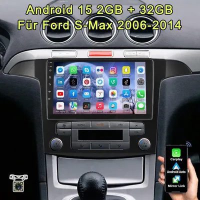 Produktbild von Autoradio 9 Zoll Android 15 mit Carplay Android Auto GPS Navigation für Ford S-Max 2006-2014 2 DIN Touchscreen Bluetooth 2GB RAM 32GB Speicher