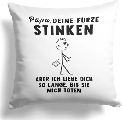 Produktbild von 22Feels Papa Geschenk Vater Kissen Deine Fürze Stinken Vatertag Geburtstag Herrentag Weihnachten Deko Männer Dekoration Spruch Geschenkidee Wohnzimmer Schlafzimmer Couch