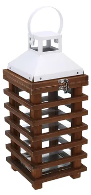 Immagine prodotto di Lanterna in legno marrone rettangolare cm 15,5x15xh35