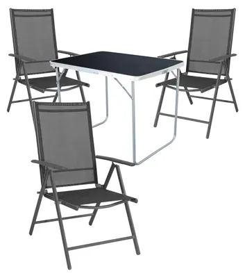 Produktbild von 4-tlg Camping Set Campingtisch + 3 Campingstuhl Klappstuhl Anthrazit