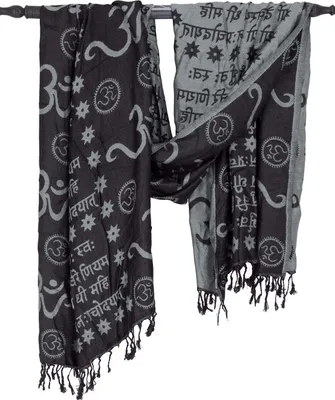 Produktbild von Pashmina Viskose Schal / Stola mit OM Musterr - Grau, Uni, 180*70 cm, Schals