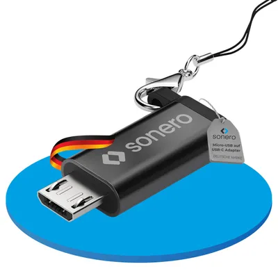 Produktbild von sonero Micro USB USB-C Adapter OTG e-Bike Aluminium Karabiner schwarz