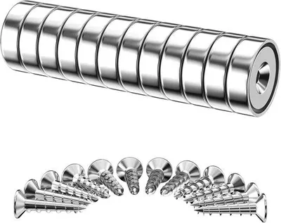 Produktbild von Famanu Neodym-Magnete - Extra starke Topfmagnete mit 7 kg Haltekraft, 12 Stück