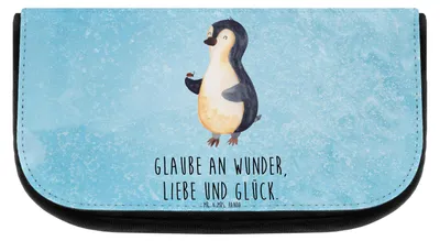 Produktbild von Mr. & Mrs. Panda kulturtäschchen Pinguin Marienkäfer - Eisblau - Geschenk, Glück, Make-up Organizer, Schminktasche, Kulturtasche, Kulturbeutel, Liebe, Tasche, Wunder