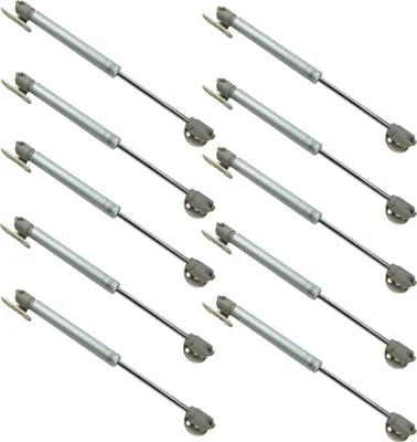 Obrázek produktu pro Sada 10 plynových vzpěr 120N pro čela nábytku, 26,5 cm, stříbrná, včetně montážního příslušenství - spolehlivé řešení pro moderní design nábytku