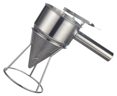 Imagen del producto de Dispensador de masa para tortitas de acero inoxidable, embudo para hornear pasteles, con soporte estable, ideal para hacer takoyaki, waffles y otras preparaciones