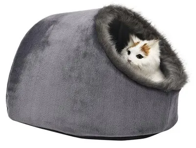 Productafbeelding van Ibenzoa® Iglu-huisdierbed (45 x 40 x 28 cm) – een comfortabel slaap- en schuilnest met een afneembaar, wasbaar kussen, geschikt voor katten en kleine honden