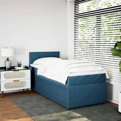 Produktbild von vidaXL Boxspringbett mit Matratze Blau 100x200 cm Samt