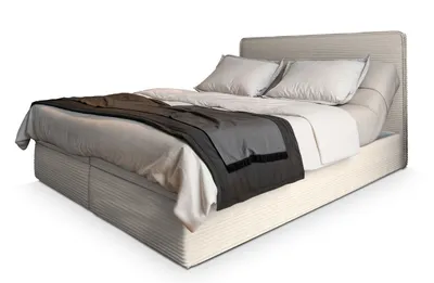 Produktbild von Masseno Boxspringbett ASTOR 140x200 cm Komplett-Set mit Bonell Matratze und Topper, Polsterbett mit Bettkästen -Creme, LINCOLN 03