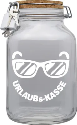 Produktbild von Spardose Geld Geschenk Ideen Urlaubs Kasse Transparent Größe XXL 3 Liter