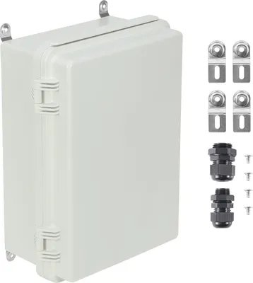 Obrázek produktu pro SucceBuy Venkovní elektrická rozvodná skříň - 11,81 x 7,87 x 7,08 palce - ABS plast. Výklopný kryt se západkou z nerezové oceli. Prachotěsnost a vodotěsnost IP67 pro venkovní elektrické práce.