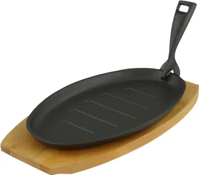 Immagine prodotto di Padella con asse di servizio ovale 27,5 x17,5 x 2 cm in ghisa 1 pezzo in un set