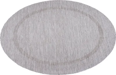 Produktbild von Teppium In- & Outdoor Teppich - Wetterfestes Flachgewebe in Sisal-Optik mit Bordüre, Küchenteppich, Terrasse, Wohnzimmer Grösse: 120 cm Rund