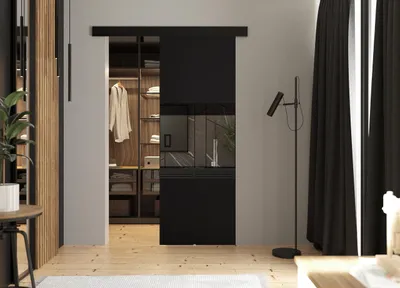 Produktbild von KIER FURNITURE Schiebetüren LUMBA - 66x205x1,6 cm - Schwarz