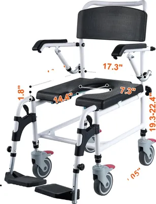 Obrázek produktu pro Invalidní vozík do sprchy, nosnost 350 liber, 3stupňové výškové nastavení, hliník