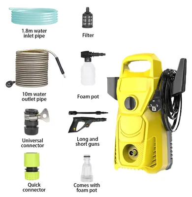 Obrázok produktu pre Vysokotlakový čistič - Elektrický, 1500 W, 135 bar - Nastaviteľná tryska - 5,6 l/min - 10 m hadica - EÚ zástrčka - Žltá farba