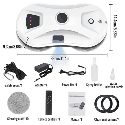Obrázok produktu pre Robot na umývanie okien - W14S - Automatická funkcia rozprašovania vody - Sací výkon 5600 Pa - Inteligentná navigácia - Elektrický - Vhodný na sklenené povrchy - 220 V