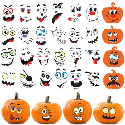 Halloween Pompoen Sticker Set, 24 Stück, Bastelset für Kinder